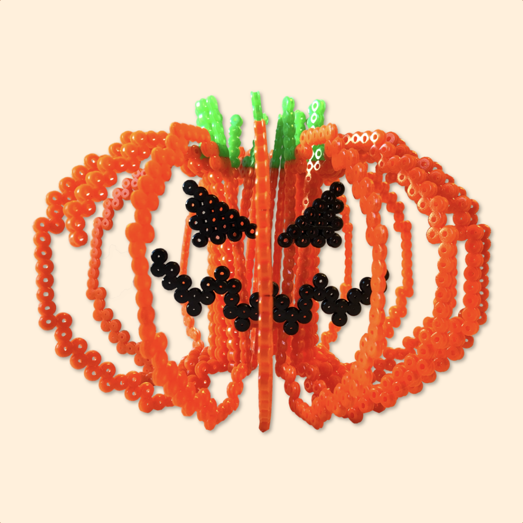 Jack-o'-lantern pumpkin made with beads