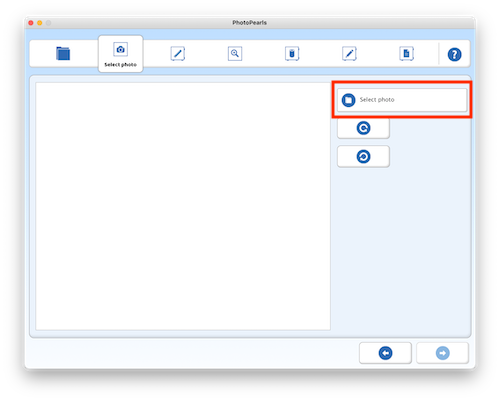 Screenshot of PhotoPearls software, select photo